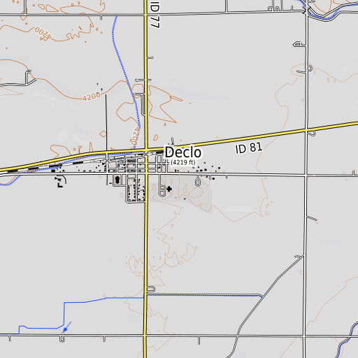 OpenTopoMap map of Declo Junior High School, ID
