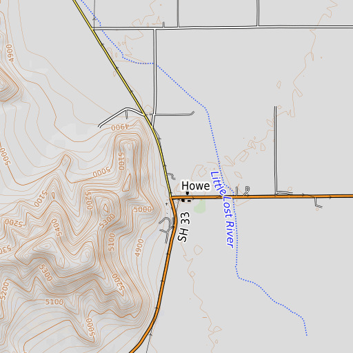 OpenTopoMap map of Howe Elementary School, ID
