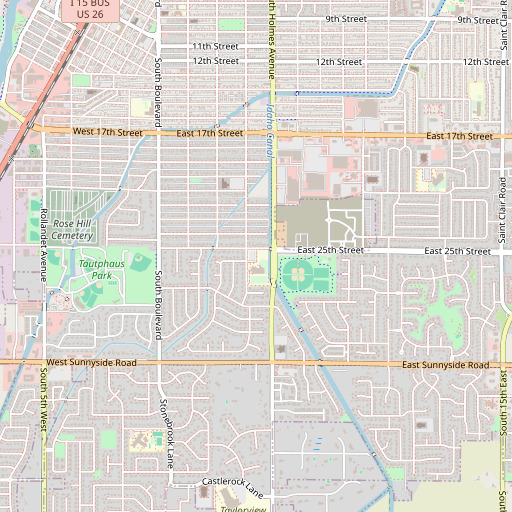 OpenStreetMap map of Longfellow Elementary School, ID