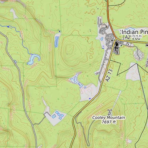 OpenTopoMap map of Cooley Dam, AZ