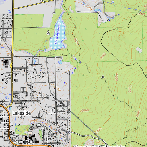 OpenTopoMap map of Peterson Spring, AZ