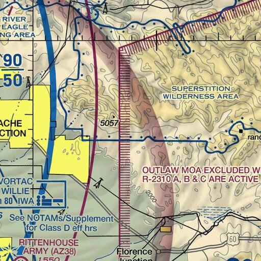 FAA VFR chart of Carney Spring, AZ