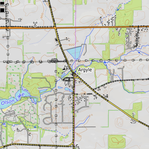 OpenTopoMap map of Argyle, IL