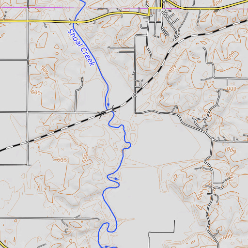 OpenTopoMap map of Bearcat Creek, IL