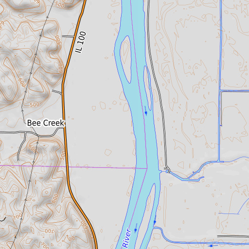 OpenTopoMap map of Bee Creek, IL