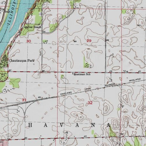 USGS 24K topo map of Boatman School (historical), IL