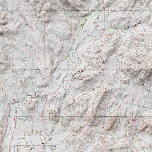 USGS 24K topo map of Liscum, AZ