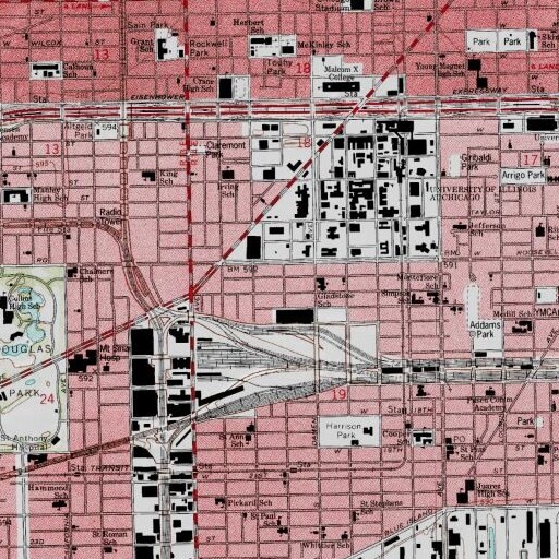 USGS 24K topo map of Brainard School, IL