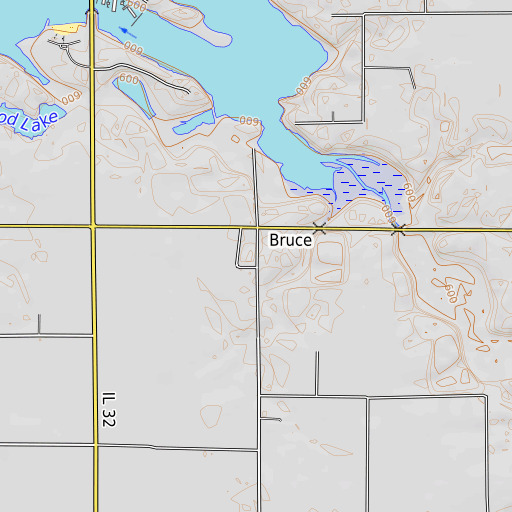 OpenTopoMap map of Bruce, IL