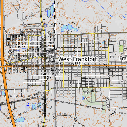 OpenTopoMap map of Central Junior High School, IL