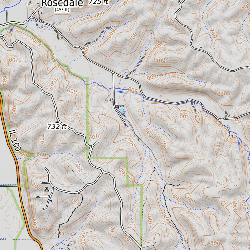 OpenTopoMap map of Clary Spring, IL