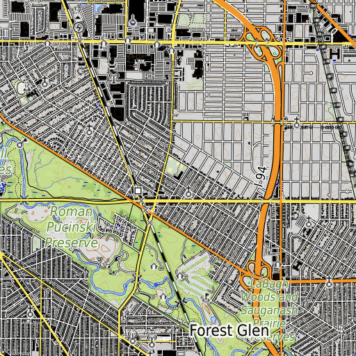 OpenTopoMap map of Edgebrook Elementary School, IL