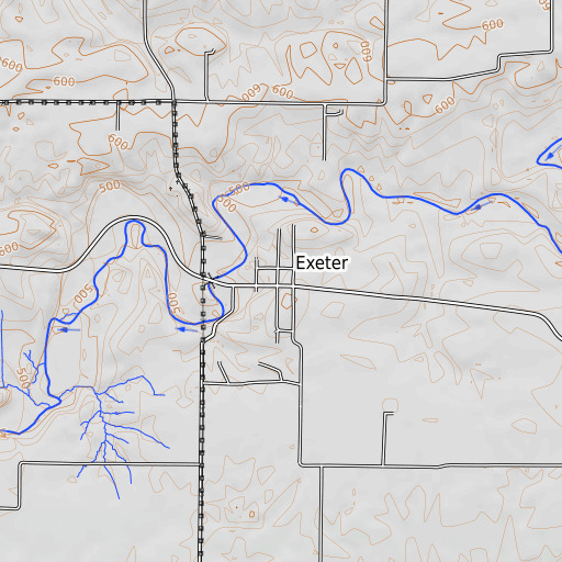 OpenTopoMap map of Exeter, IL