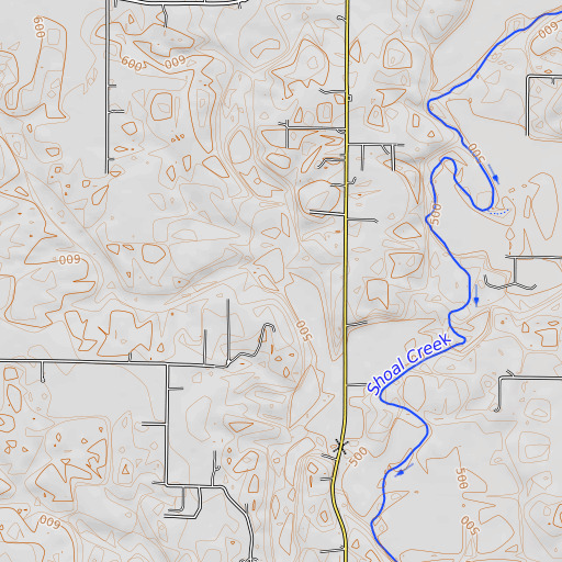 OpenTopoMap map of Flat Creek, IL