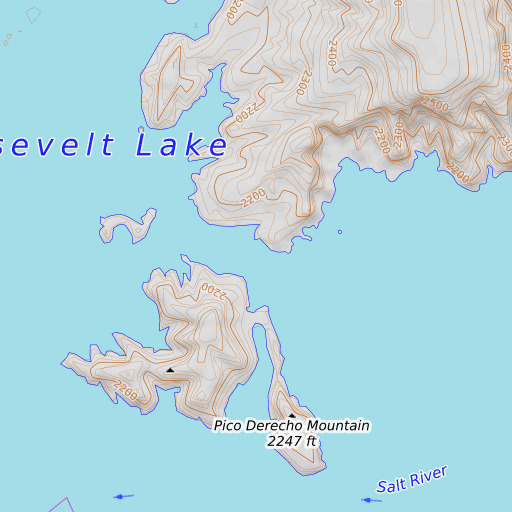 OpenTopoMap map of Fools Pass, AZ