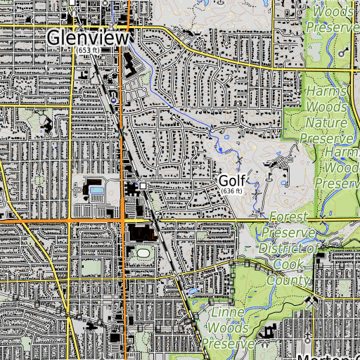 OpenTopoMap map of Golf, IL