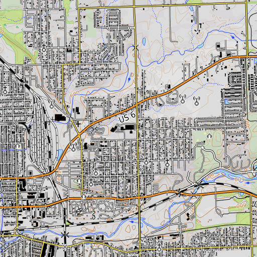 OpenTopoMap map of Gompers Junior High School, IL