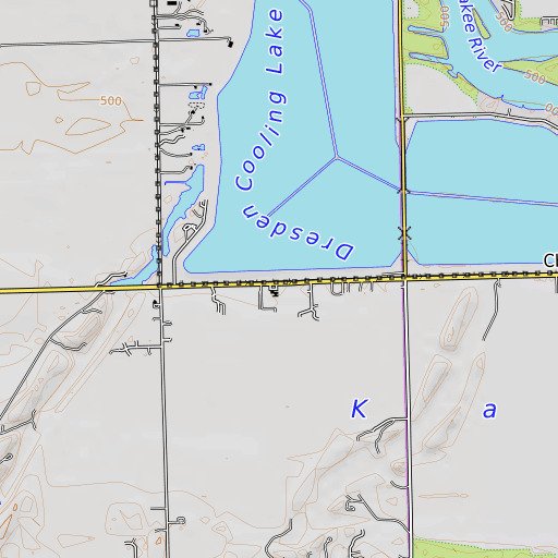 OpenTopoMap map of Goose Lake School, IL