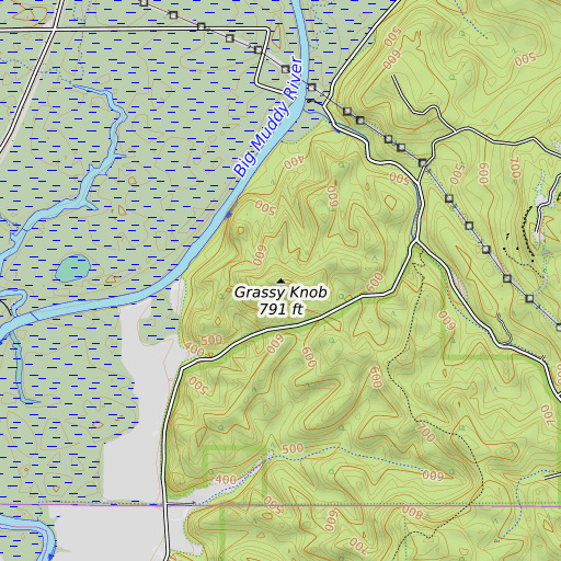 OpenTopoMap map of Grassy Knob, IL