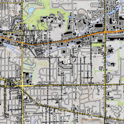 OpenTopoMap map of Gregory Elementary School, IL