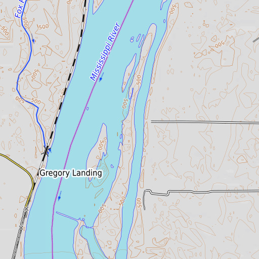 OpenTopoMap map of Hackley Island, IL