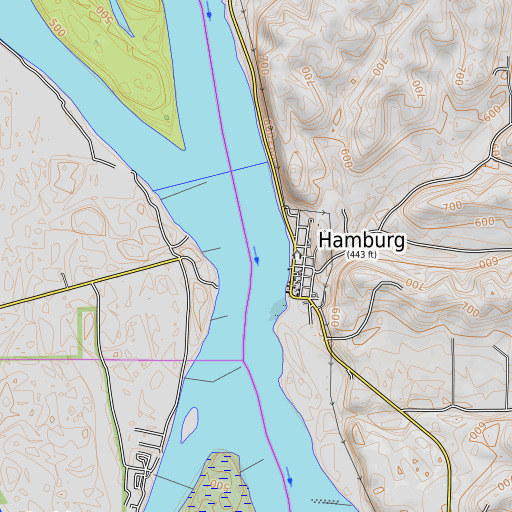 OpenTopoMap map of Hamburg Ferry, IL
