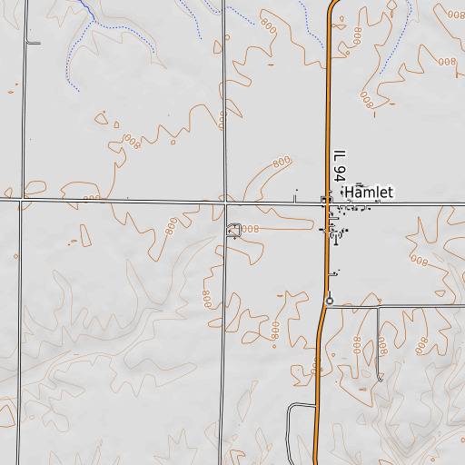OpenTopoMap map of Hamlet Cemetery, IL