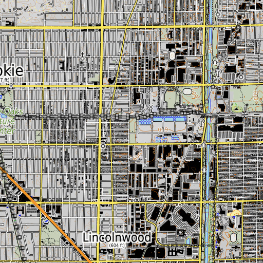 OpenTopoMap map of Hamlin Park, IL