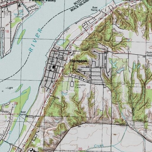 USGS 24K topo map of Hampton Cemetery, IL