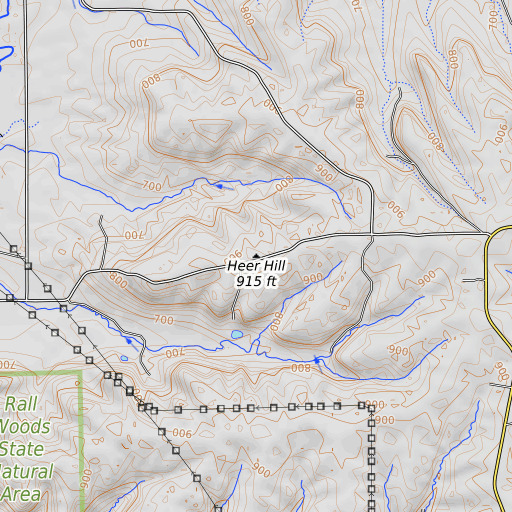 OpenTopoMap map of Heer Hill, IL