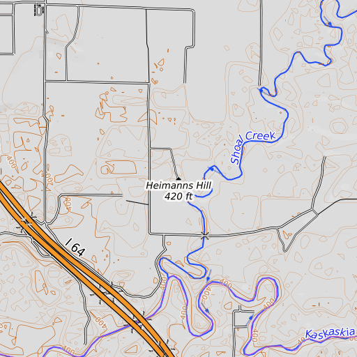 OpenTopoMap map of Heimanns Hill, IL