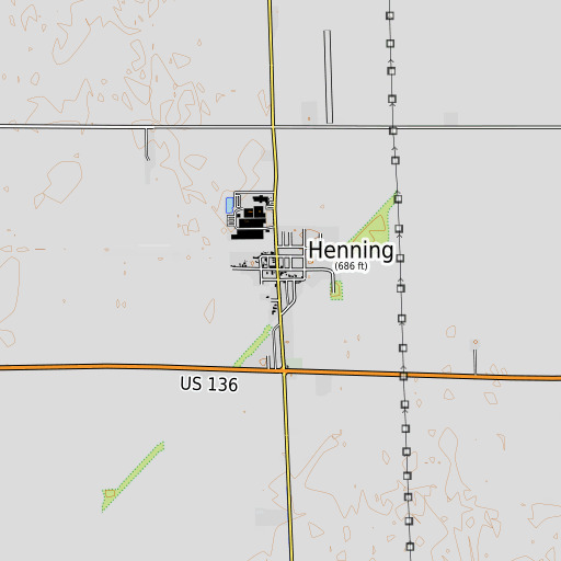 OpenTopoMap map of Henning, IL
