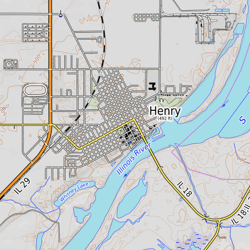 OpenTopoMap map of Henry, IL