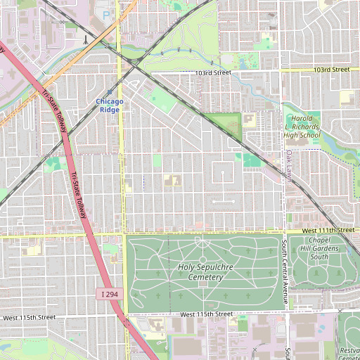OpenStreetMap map of Henry Ford II School, IL