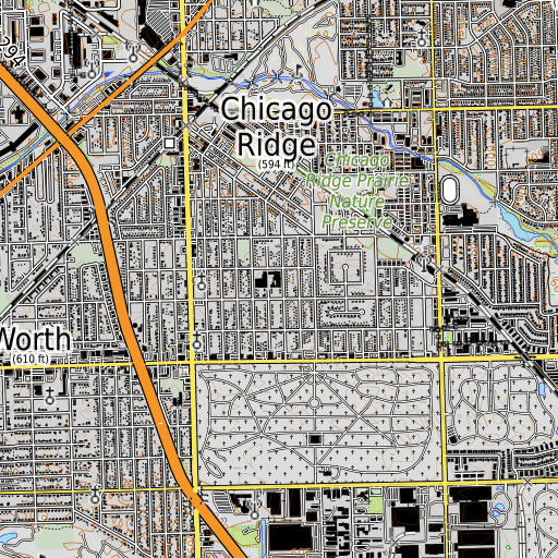 OpenTopoMap map of Henry Ford II School, IL