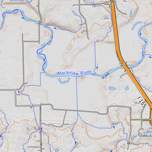 OpenTopoMap map of Indian Creek, IL