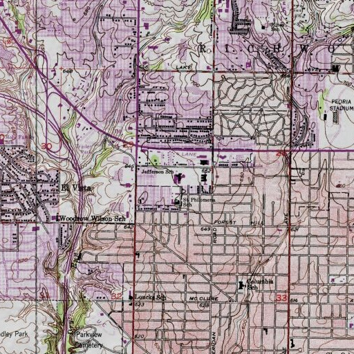 USGS 24K topo map of Thomas Jefferson Primary School, IL