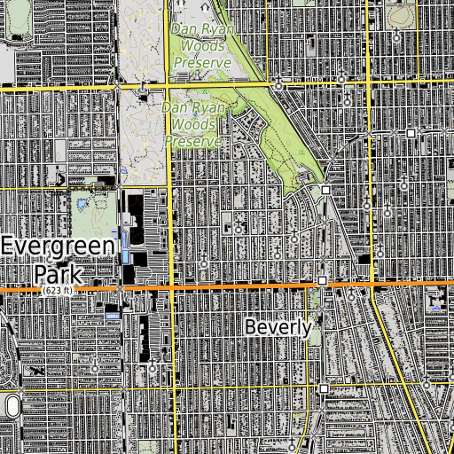 OpenTopoMap map of Kellogg School, IL