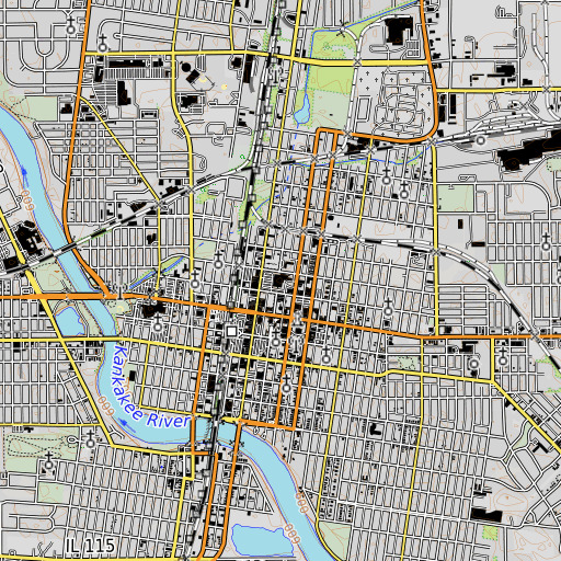 OpenTopoMap map of Lincoln School, IL