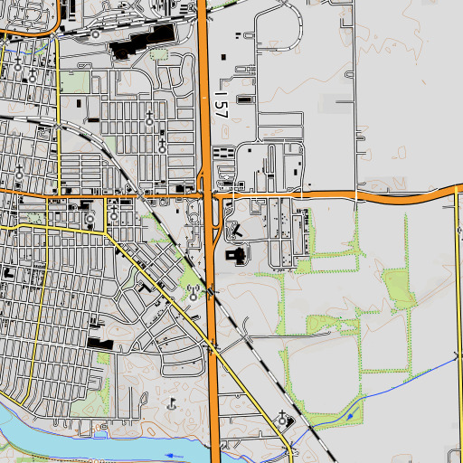 OpenTopoMap map of Mark Twain Primary School, IL