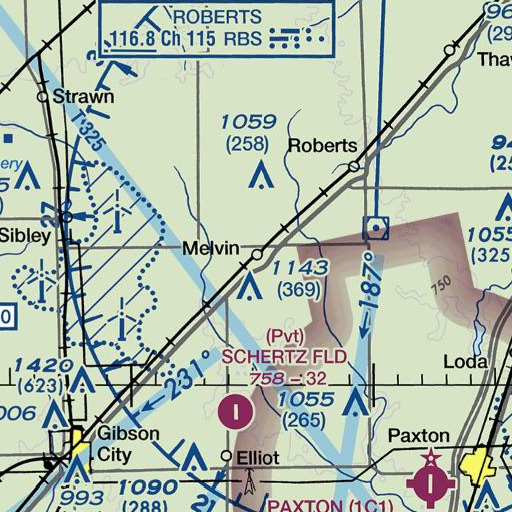 FAA VFR chart of Melvin, IL