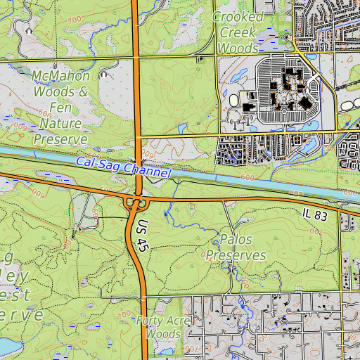 OpenTopoMap map of Mill Creek, IL