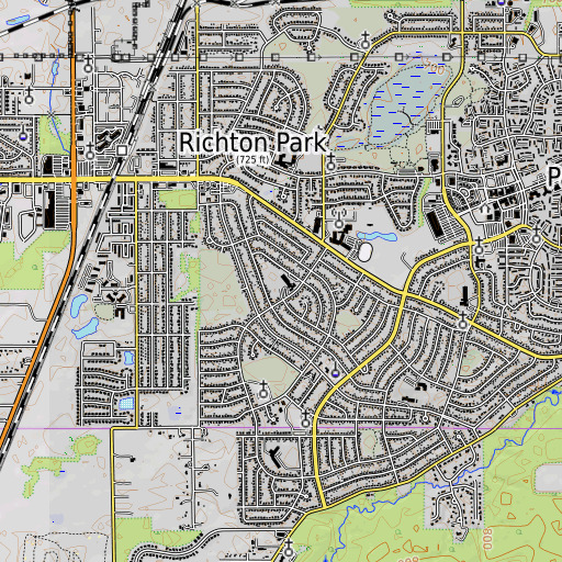 OpenTopoMap map of Mohawk Elementary School, IL
