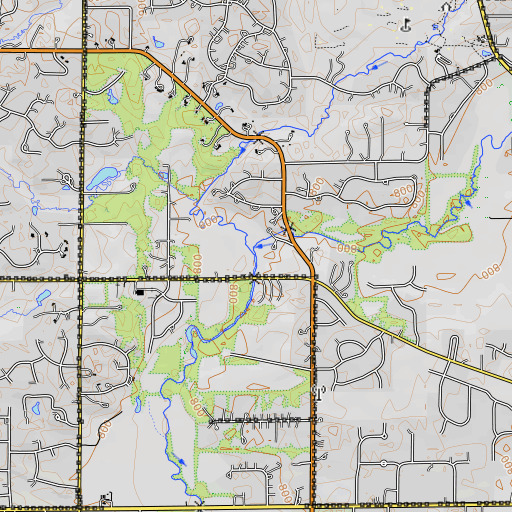 OpenTopoMap map of Meander Creek, IL