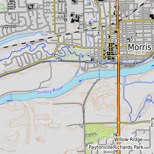 OpenTopoMap map of Nettle Creek, IL