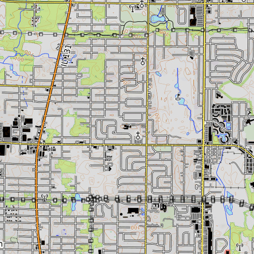 OpenTopoMap map of Oakdale Elementary School, IL