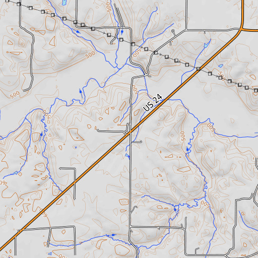 OpenTopoMap map of Otto School (historical), IL