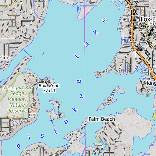 OpenTopoMap map of Pistakee Lake, IL