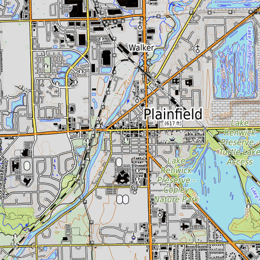 OpenTopoMap map of Plainfield, IL