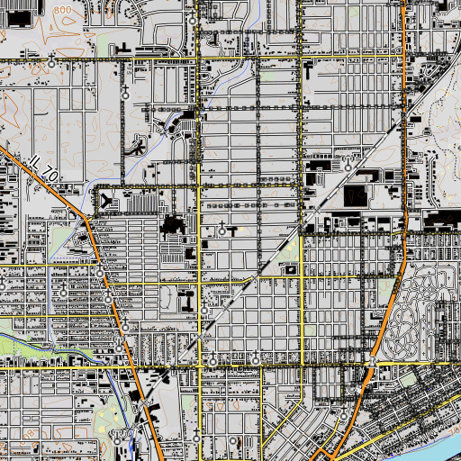 OpenTopoMap map of Saint Bernadette School, IL